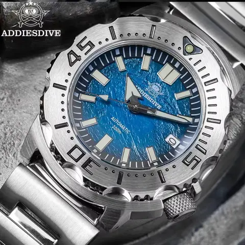ADDIESDIVE AD2047 Automatic Watch – 42mm Blue Dial, Sapphire Crystal, 20ATM Waterproof, BGW9 Luminous, Mechanical Reloj Hombre