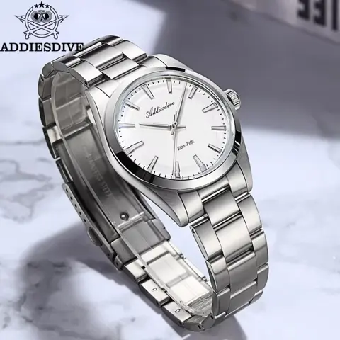 ADDIESDIVE AD2066 36mm Men's Luxury Quartz Watch – VH31 Movement, Stainless Steel, Bubble Glass, 100M Waterproof, Luminous Dial