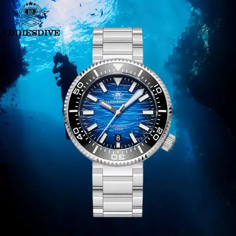 ADDIESDIVE AD2069 1000M Diver Watch – Automatic Stainless Steel Mechanical Men's Timepiece with Calendar