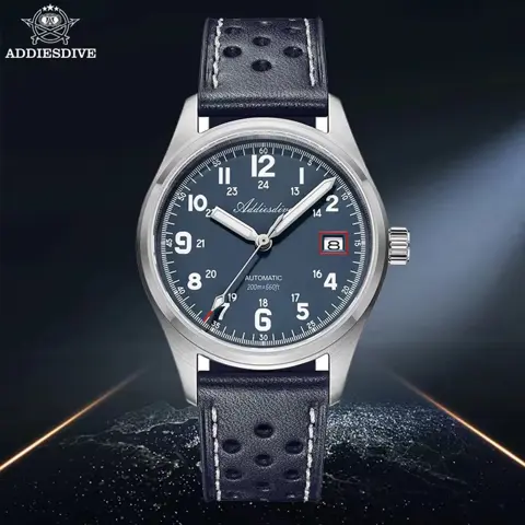 ADDIESDIVE AD2070 NH35 Automatic Men's Watch – Luxury Dive Watch with Sapphire Crystal & 200M Waterproof Stainless Steel Case & Premium Leather Strap