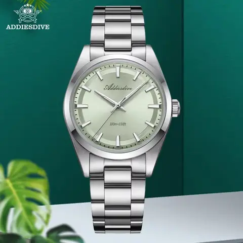 ADDIESDIVE Men's Luxury Quartz Watch – Waterproof Stainless Steel Sport Timepiece with Bubble Mirror Sapphire Glass