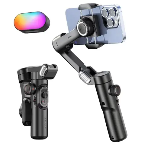 AOCHUAN Smart XE 3-Axis Smartphone Gimbal with Fill Light – Face Tracking Stabilizer for Vlogging, TikTok, iPhone & Android