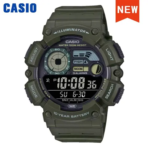 Casio WS-1500H-5B Men's Digital Sports Watch – LED Display, Waterproof, 10-Year Battery