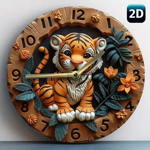 Charming Tiger Pattern Wooden Wall Clock – Perfect for Home Decor