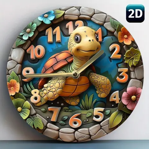 Charming Turtle Pattern Wooden Wall Clock – Cute Home Decor Accent