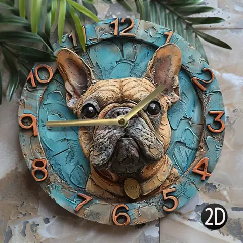 Chic French Bulldog Wooden Wall Clock – Stylish Home Decor Accent