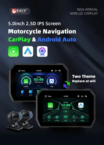 EKIY 5" MTC-13 Smart Motorcycle GPS Display with CarPlay & Android Auto | Waterproof, Portable Navigation System