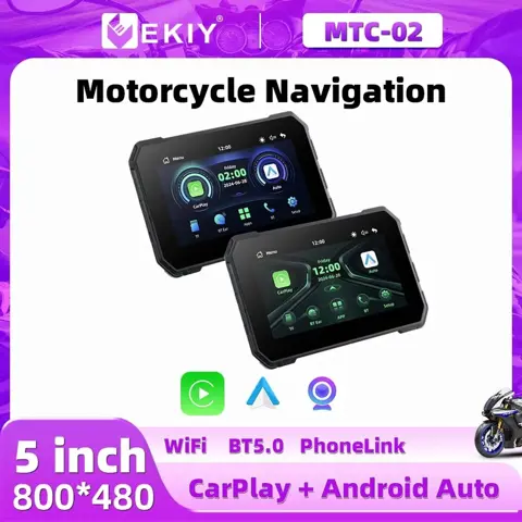 EKIY 5" Smart Motorcycle GPS Display with CarPlay & Android Auto | Waterproof, Portable Navigation System