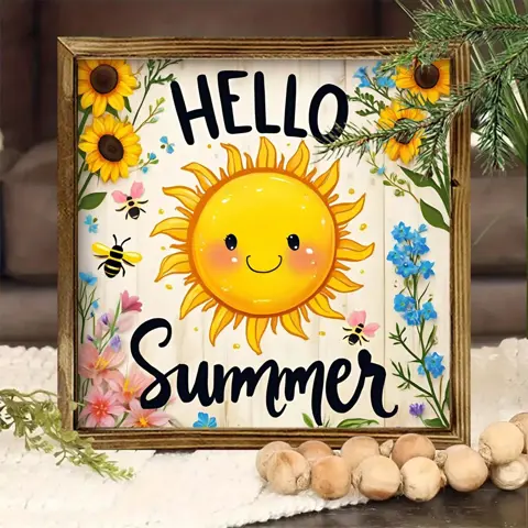 Farmhouse Wooden Frame Wall Art, 8x8 Inch, Floral Retro Decoration for Kitchen, Bathroom, Living Room & Entrance – No Electricity, Multi-Purpose Holiday Wall Hanging