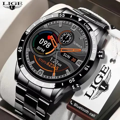LIGE BW0189 PRO Smart Watch for Men, Bluetooth Call, IP67 Waterproof, Sports & Fitness Tracker for Android/iOS