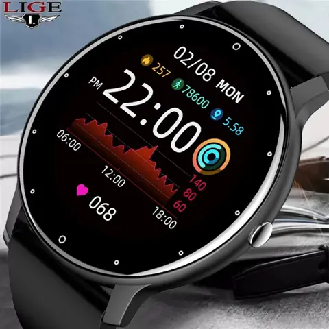 LIGE BW0223 Smartwatch for Men – Full Touch Fitness Tracker, IP67 Waterproof, Bluetooth Call & Notifications for Android & iOS