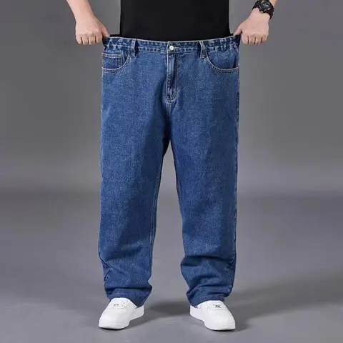 Men's Plus Size Wide Leg Denim Jeans – Casual Comfort Fit Pants (Sizes 30-50)