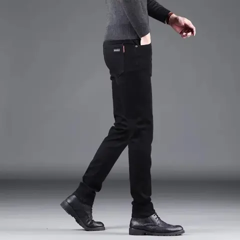 Men’s Premium Black Slim Fit Stretch Jeans – Business Casual Luxury Denim