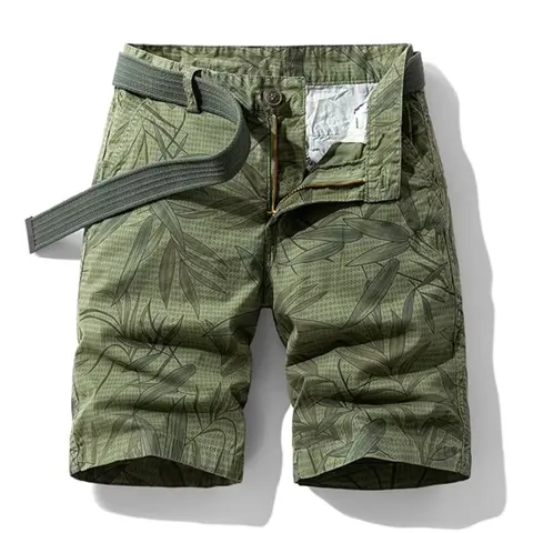 Men's Vintage Camouflage Cotton Cargo Shorts – Casual Military Style with Multi-Pockets