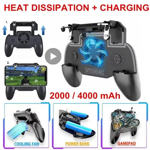 Mobile PUBG Trigger Gamepad Controller for iPhone & Android with Cooler - Gaming Joystick for Free Fire and PUBG