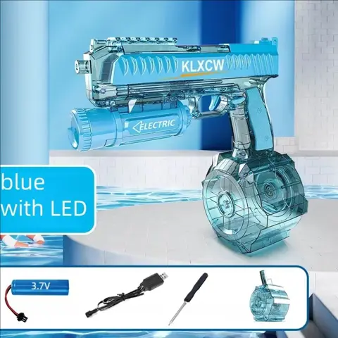 New Drum Electric Burst Water Gun Toy with LED Laser – Large Capacity Sprayer for Summer Pool and Outdoor Fun