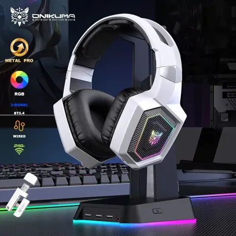 ONIKUMA GT806 Wireless Gaming Headset – 2.4GHz HiFi Surround Sound with Noise-Canceling Mic for PC & Laptop
