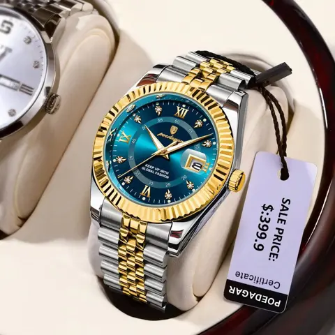POEDAGAR Luxury Military Sports Watch for Men – Waterproof Quartz with Luminous Display & Stainless Steel Strap