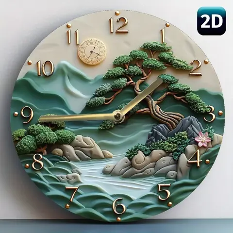 Scenic Landscape Design Rustic Wooden Wall Clock for Stylish Home Decor