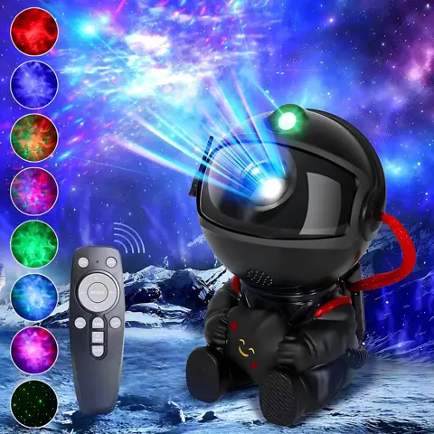 Starry Nebula Astronaut Projector – Black Color LED Galaxy Night Light for Kids