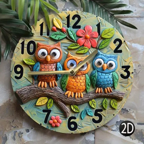 Wooden Owl Wall Clock – Unique Home Decor with Cute Owl Design, Battery Operated